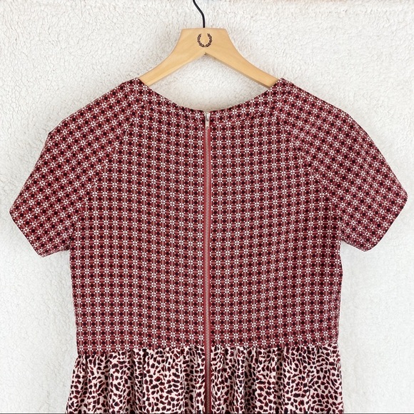 TOPSHOP Short-Sleeve Mini Dress Red / White / Blk - Picture 4 of 8